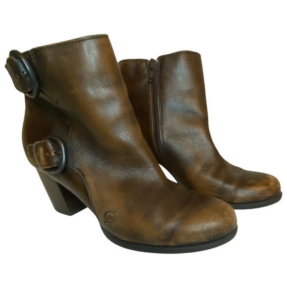 Born Shoes - Born Women's Ondine Sepia Brown Moto Ankle Boot SZ 7.5